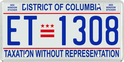 DC license plate ET1308