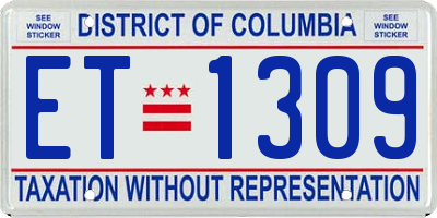 DC license plate ET1309