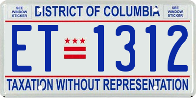 DC license plate ET1312