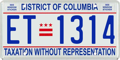 DC license plate ET1314