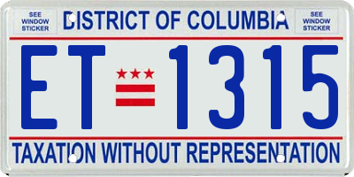 DC license plate ET1315