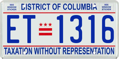 DC license plate ET1316