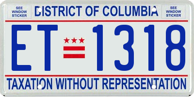 DC license plate ET1318
