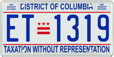 DC license plate ET1319