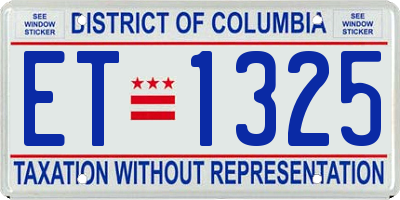 DC license plate ET1325