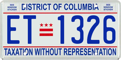 DC license plate ET1326