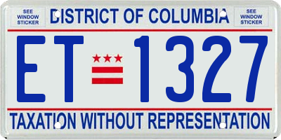 DC license plate ET1327