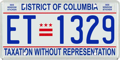 DC license plate ET1329