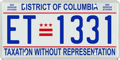 DC license plate ET1331