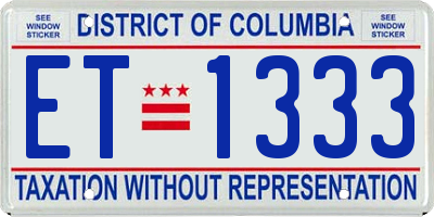 DC license plate ET1333