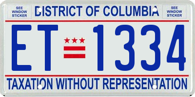 DC license plate ET1334