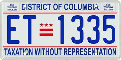 DC license plate ET1335