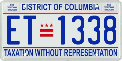 DC license plate ET1338
