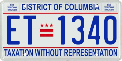 DC license plate ET1340