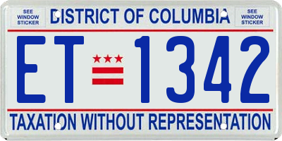 DC license plate ET1342