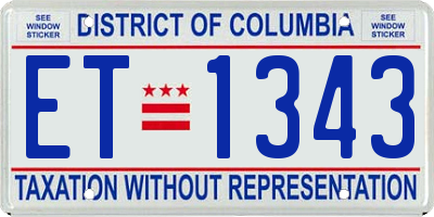 DC license plate ET1343