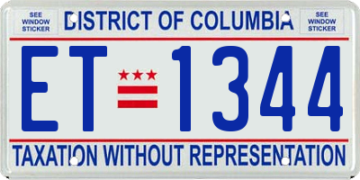DC license plate ET1344
