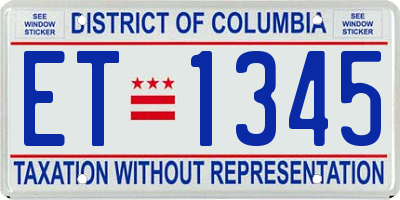 DC license plate ET1345