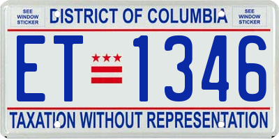 DC license plate ET1346