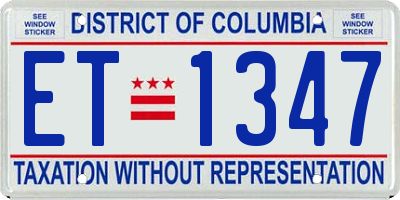 DC license plate ET1347