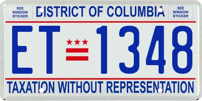DC license plate ET1348