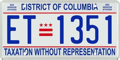 DC license plate ET1351