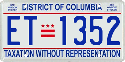 DC license plate ET1352