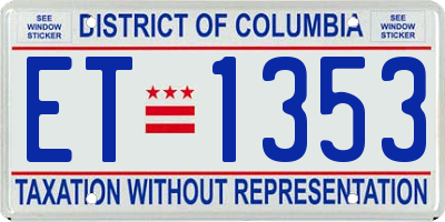 DC license plate ET1353