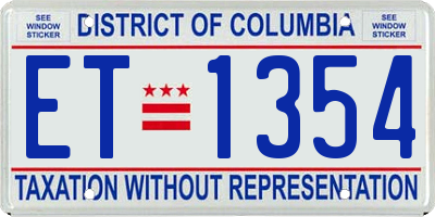 DC license plate ET1354