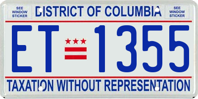 DC license plate ET1355