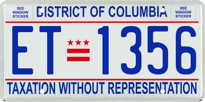 DC license plate ET1356