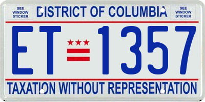 DC license plate ET1357