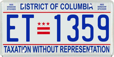 DC license plate ET1359