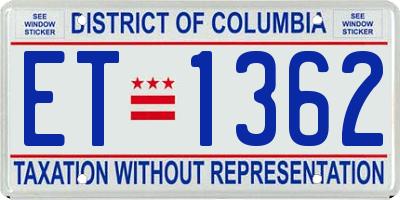 DC license plate ET1362