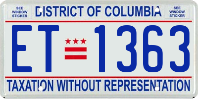 DC license plate ET1363