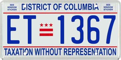 DC license plate ET1367