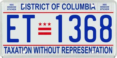 DC license plate ET1368