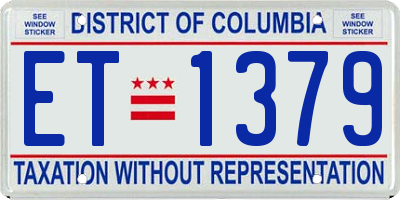 DC license plate ET1379