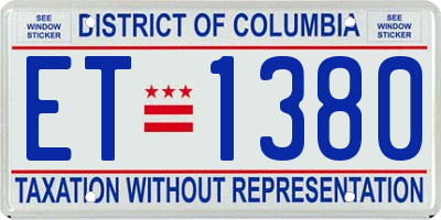 DC license plate ET1380