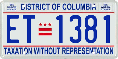 DC license plate ET1381
