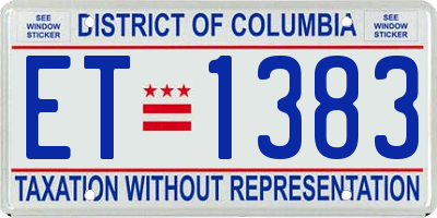DC license plate ET1383