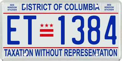 DC license plate ET1384