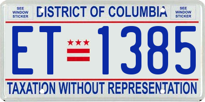 DC license plate ET1385