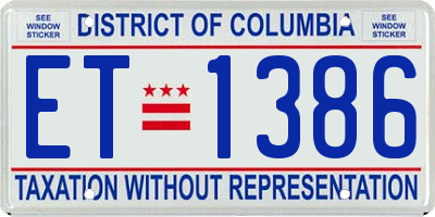 DC license plate ET1386