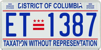 DC license plate ET1387