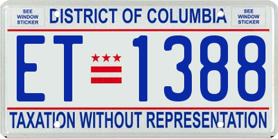 DC license plate ET1388