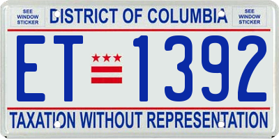 DC license plate ET1392