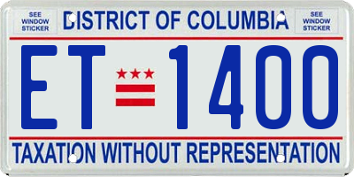DC license plate ET1400