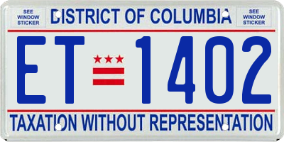 DC license plate ET1402
