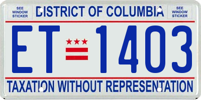 DC license plate ET1403